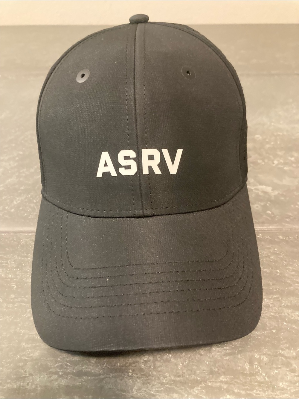 ASRV Black Baseball Cap with White Logo